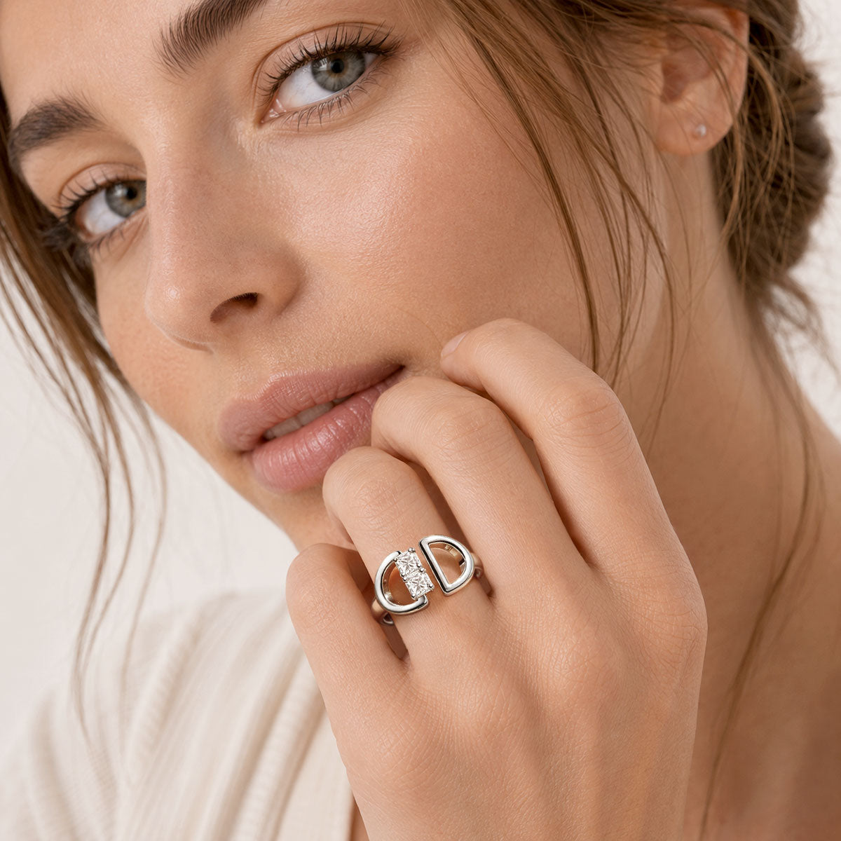 Gnoce  Double D Ring Platinum-plated Silver Blend