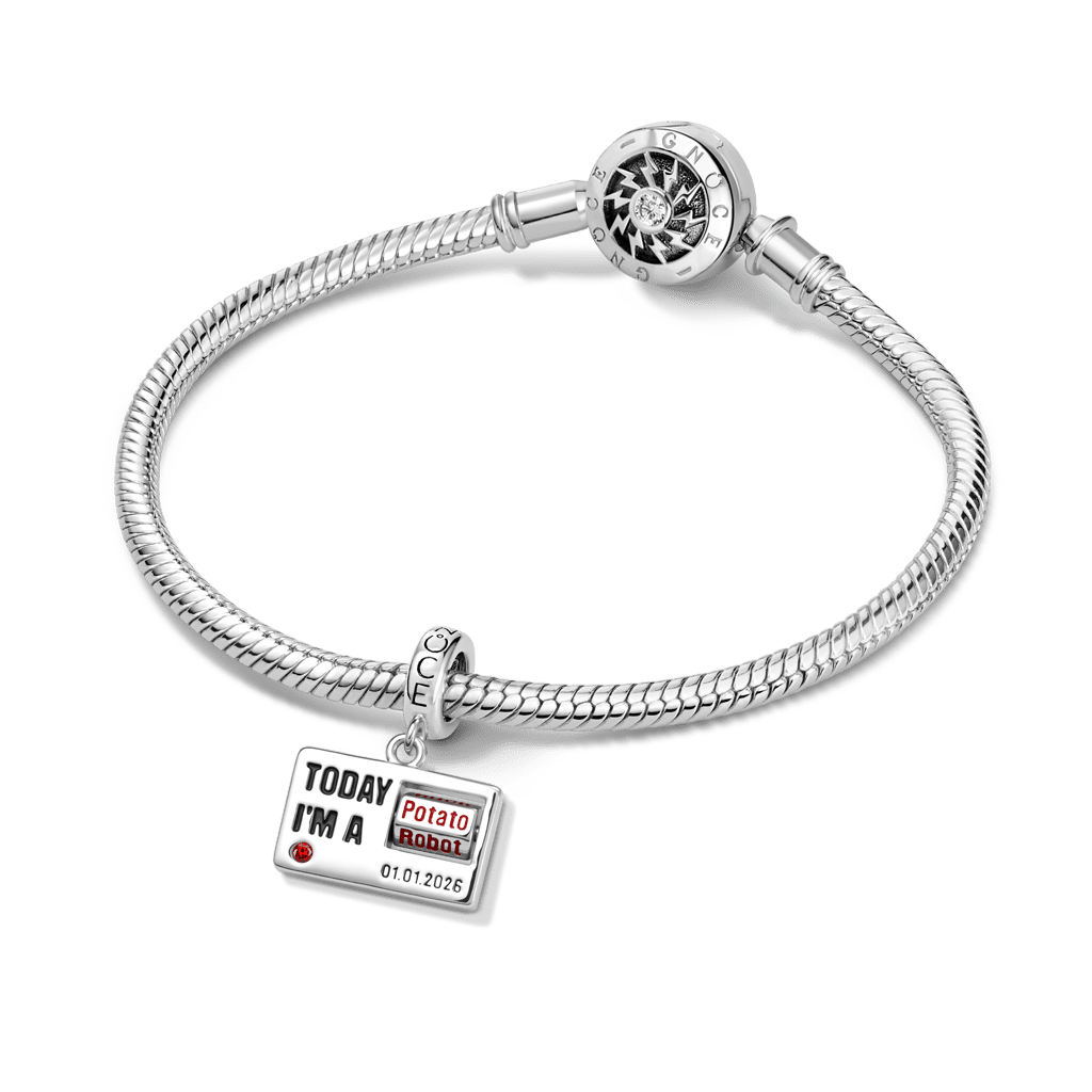 Gnoce  Custom ID Card Charm Platinum-plated Silver Blend