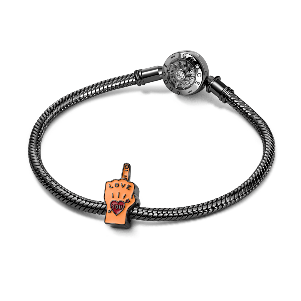 Gnoce  Middle Finger Gesture "LOVE YOU" Charm