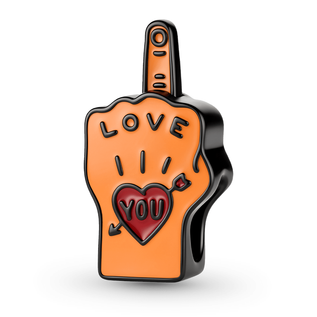 Gnoce  Middle Finger Gesture "LOVE YOU" Charm