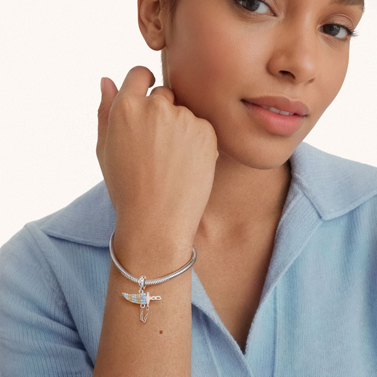 Gnoce  Khanjar Dagge Charm Platinum-plated Silver Blend