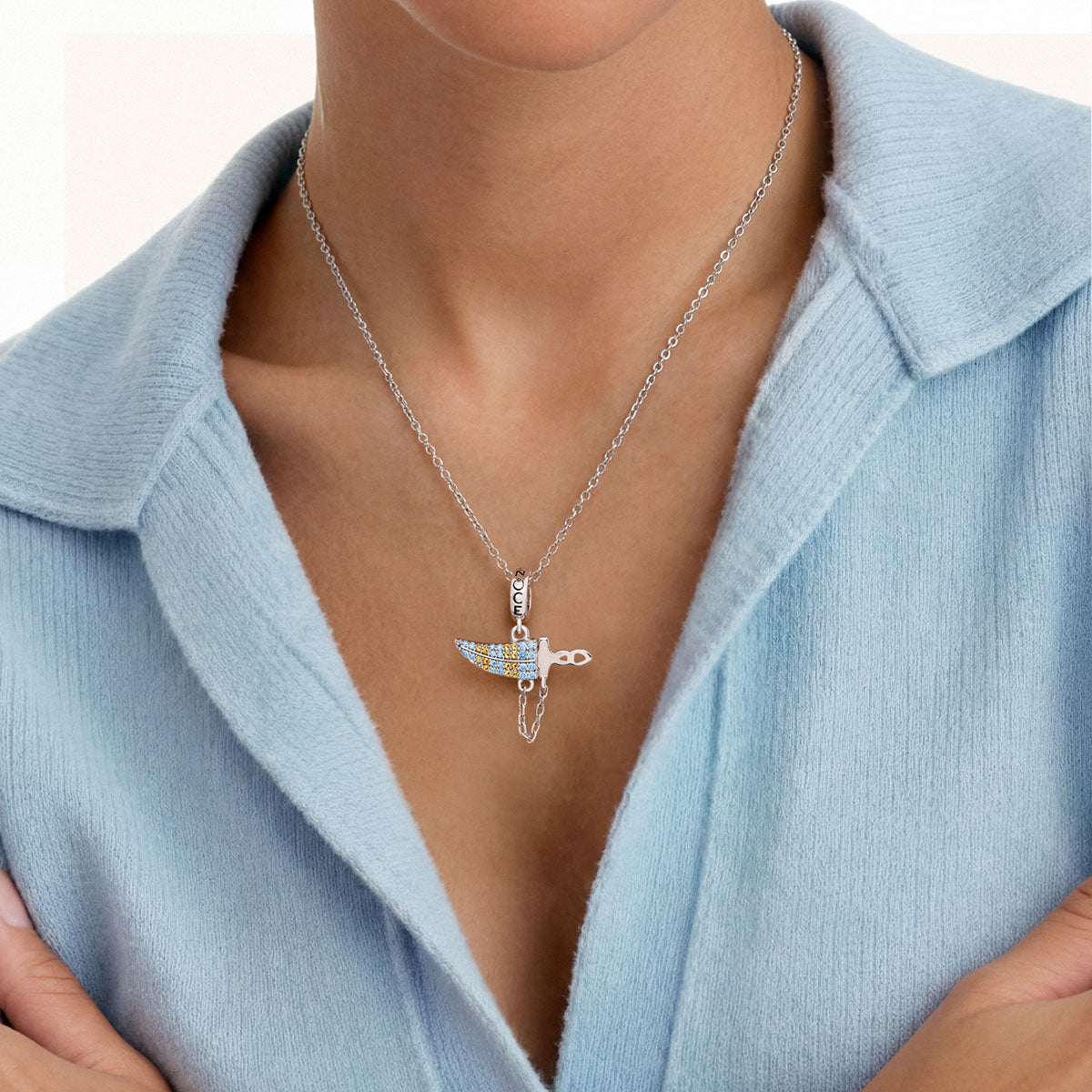Gnoce  Khanjar Dagge Charm Platinum-plated Silver Blend