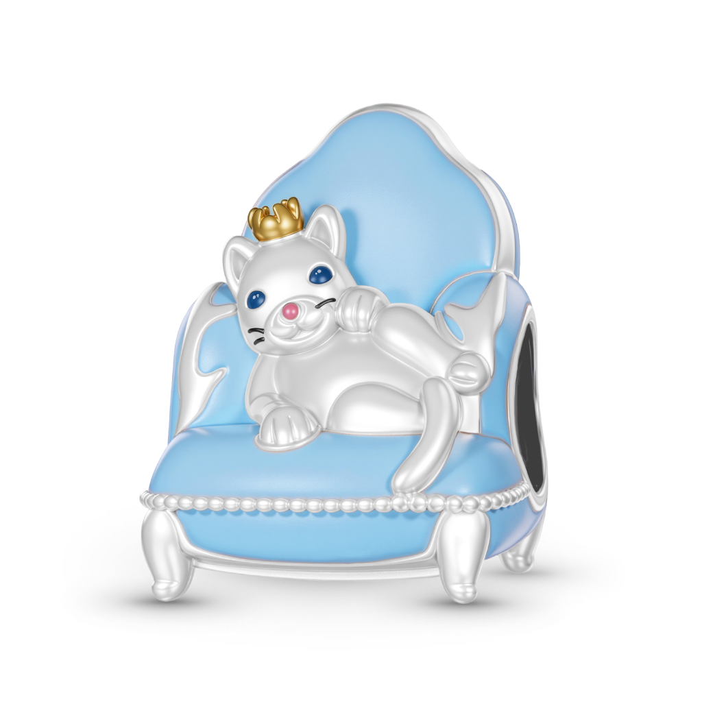 Gnoce  Sofa Cat Charm Platinum-plated Silver Blend