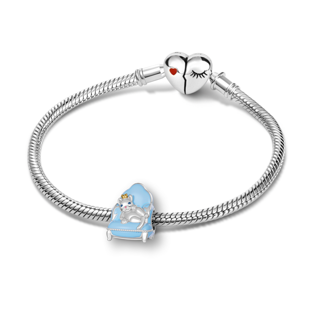 Gnoce  Sofa Cat Charm Platinum-plated Silver Blend