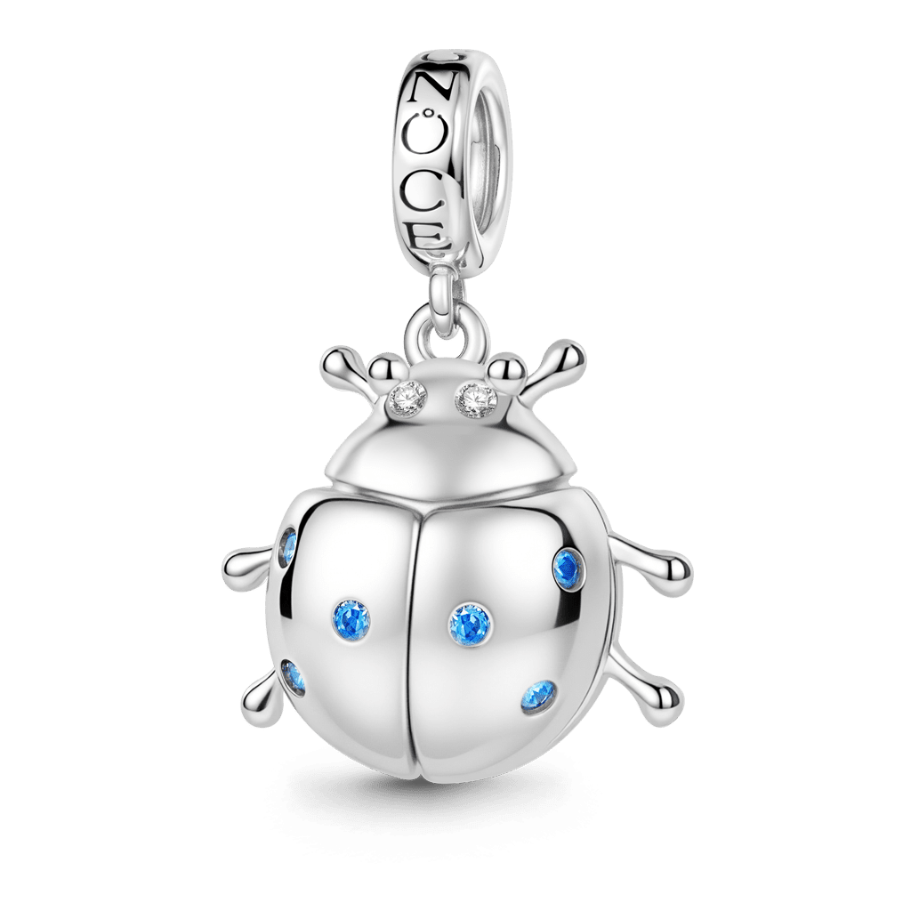 Gnoce  Glow-in-the-Dark Beetle Birthstone Charm Platinum-plated Silver Blend
