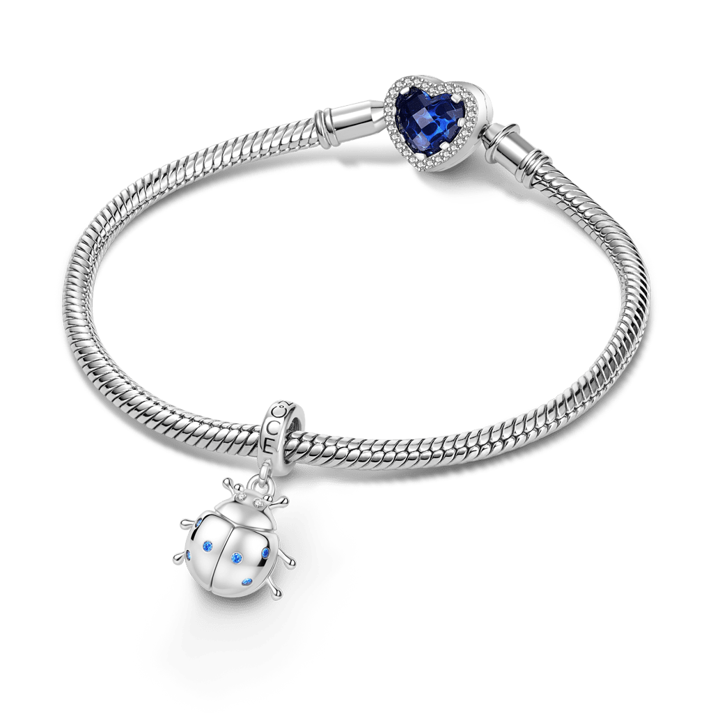 Gnoce  Glow-in-the-Dark Beetle Birthstone Charm Platinum-plated Silver Blend