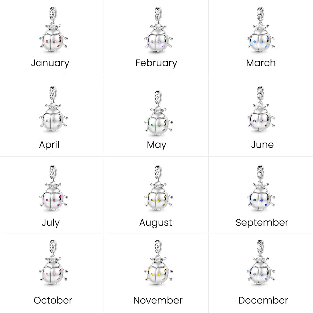 Gnoce  Glow-in-the-Dark Beetle Birthstone Charm Platinum-plated Silver Blend