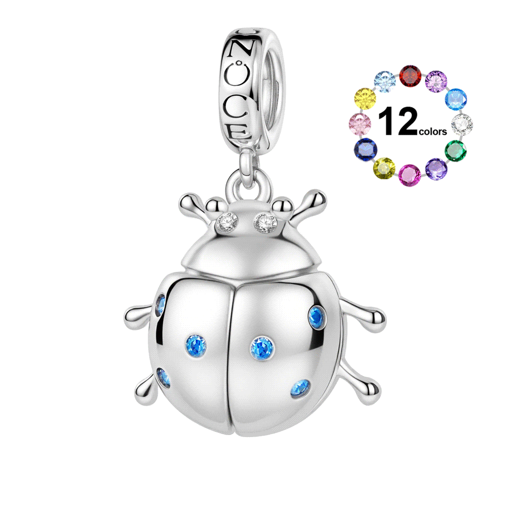 Gnoce  Glow-in-the-Dark Beetle Birthstone Charm Platinum-plated Silver Blend