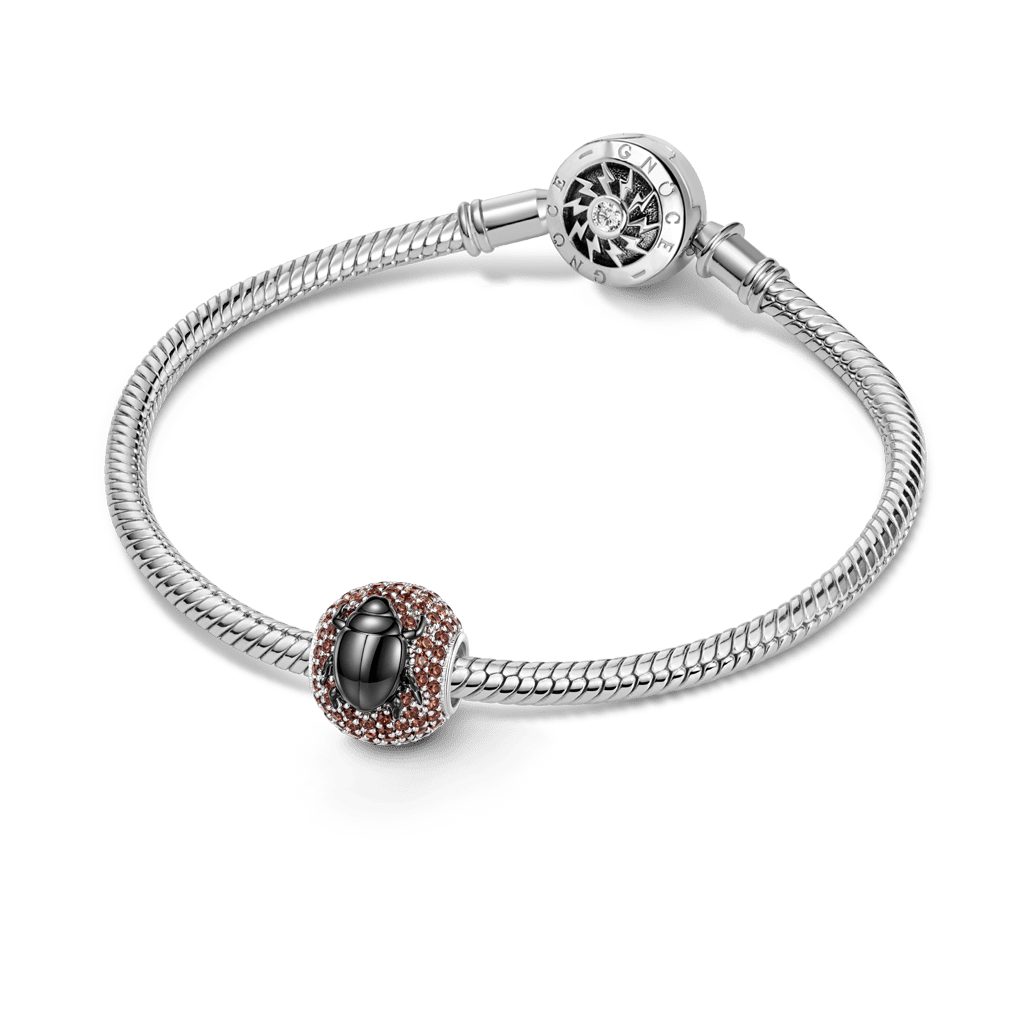 Gnoce  Dung Beetle Charm Platinum-plated Silver Blend