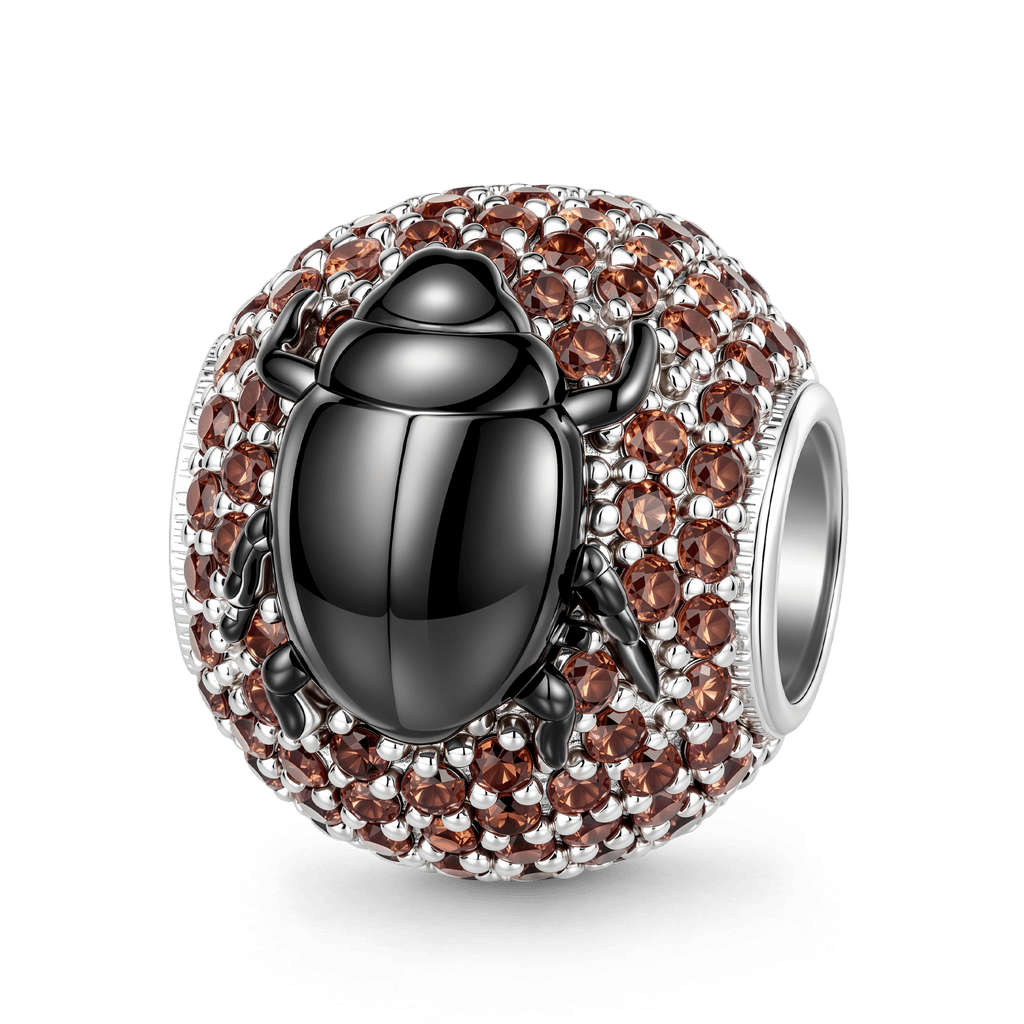 Gnoce  Dung Beetle Charm Platinum-plated Silver Blend