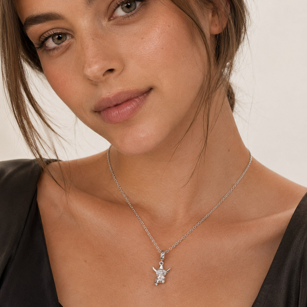 Gnoce  Highland Cow Engravable Charm Platinum-plated Silver Blend