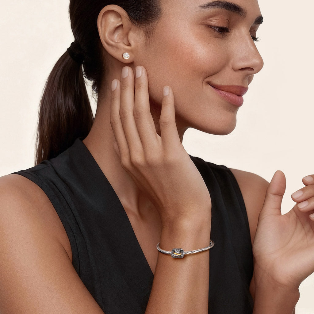 Gnoce  Bull Nose Ring Engravable Charm Platinum-plated Silver Blend