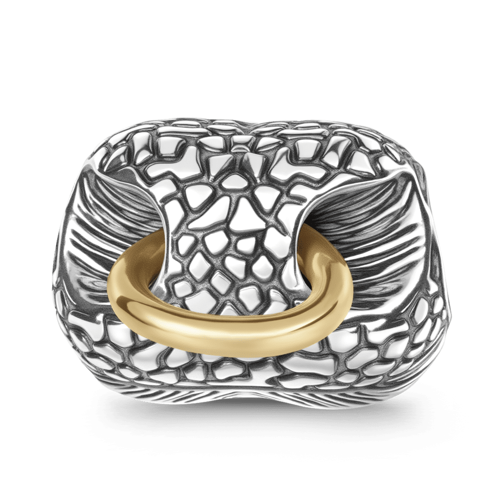 Gnoce  Bull Nose Ring Engravable Charm Platinum-plated Silver Blend
