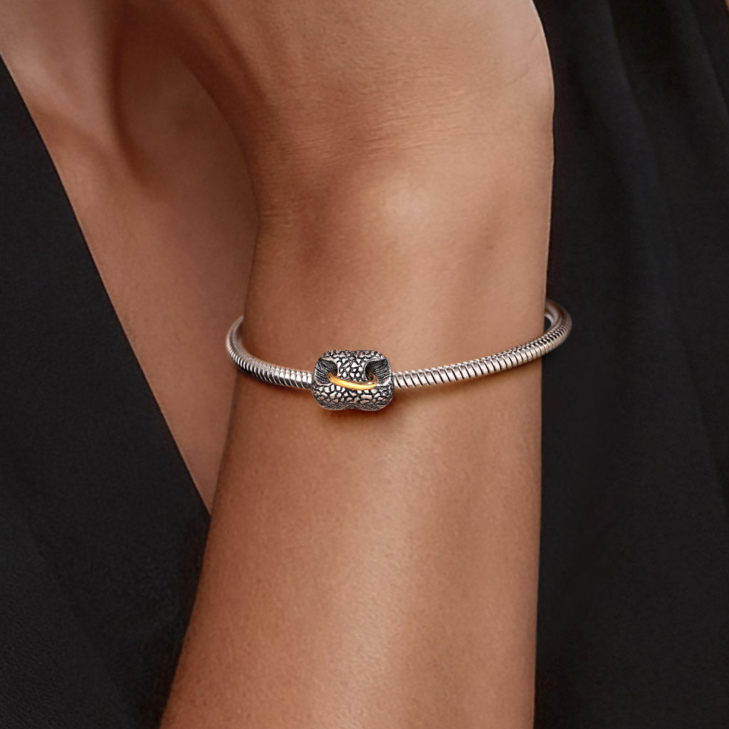 Gnoce  Bull Nose Ring Engravable Charm Platinum-plated Silver Blend