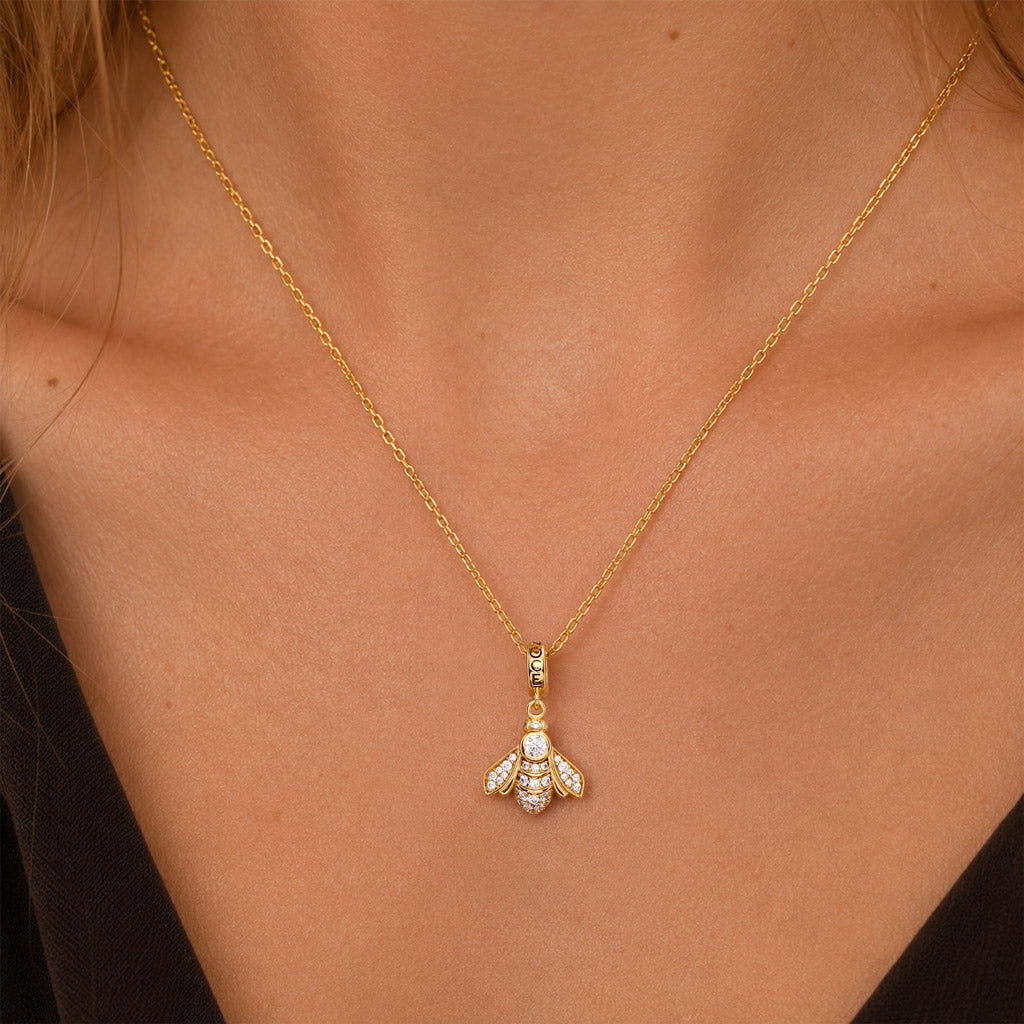 Gnoce  Bee Birthstone Charm Platinum-plated Silver Blend