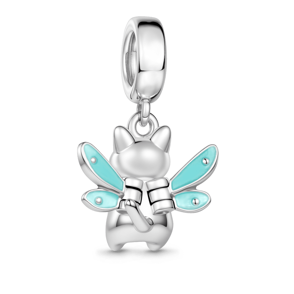 Gnoce  Fairy Cat Glow-in-the-Dark Charm Platinum-plated Silver Blend