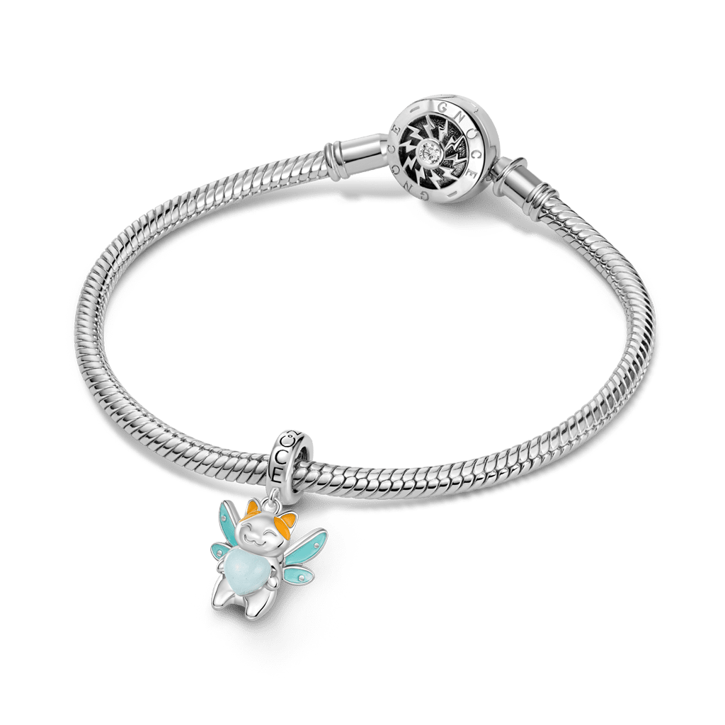 Gnoce  Fairy Cat Glow-in-the-Dark Charm Platinum-plated Silver Blend