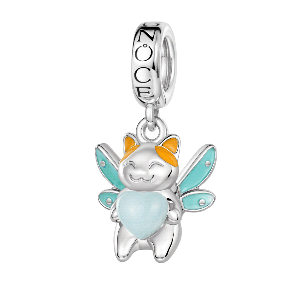Gnoce  Fairy Cat Glow-in-the-Dark Charm Platinum-plated Silver Blend