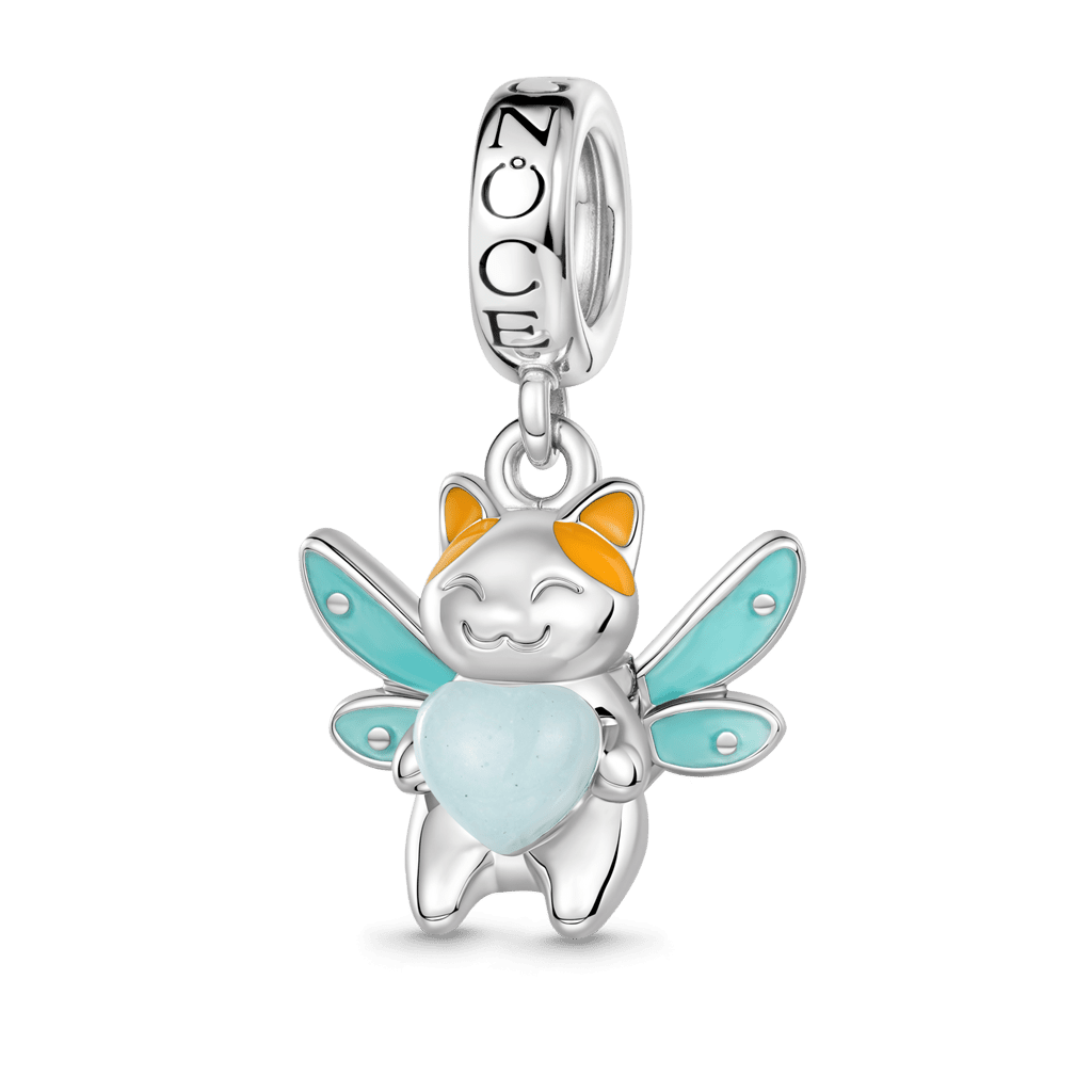 Gnoce  Fairy Cat Glow-in-the-Dark Charm Platinum-plated Silver Blend