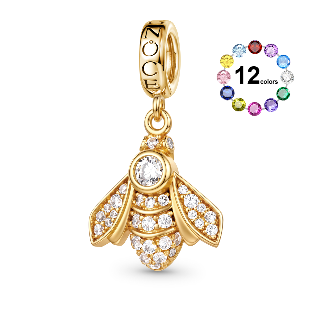 Gnoce  Bee Birthstone Charm Platinum-plated Silver Blend
