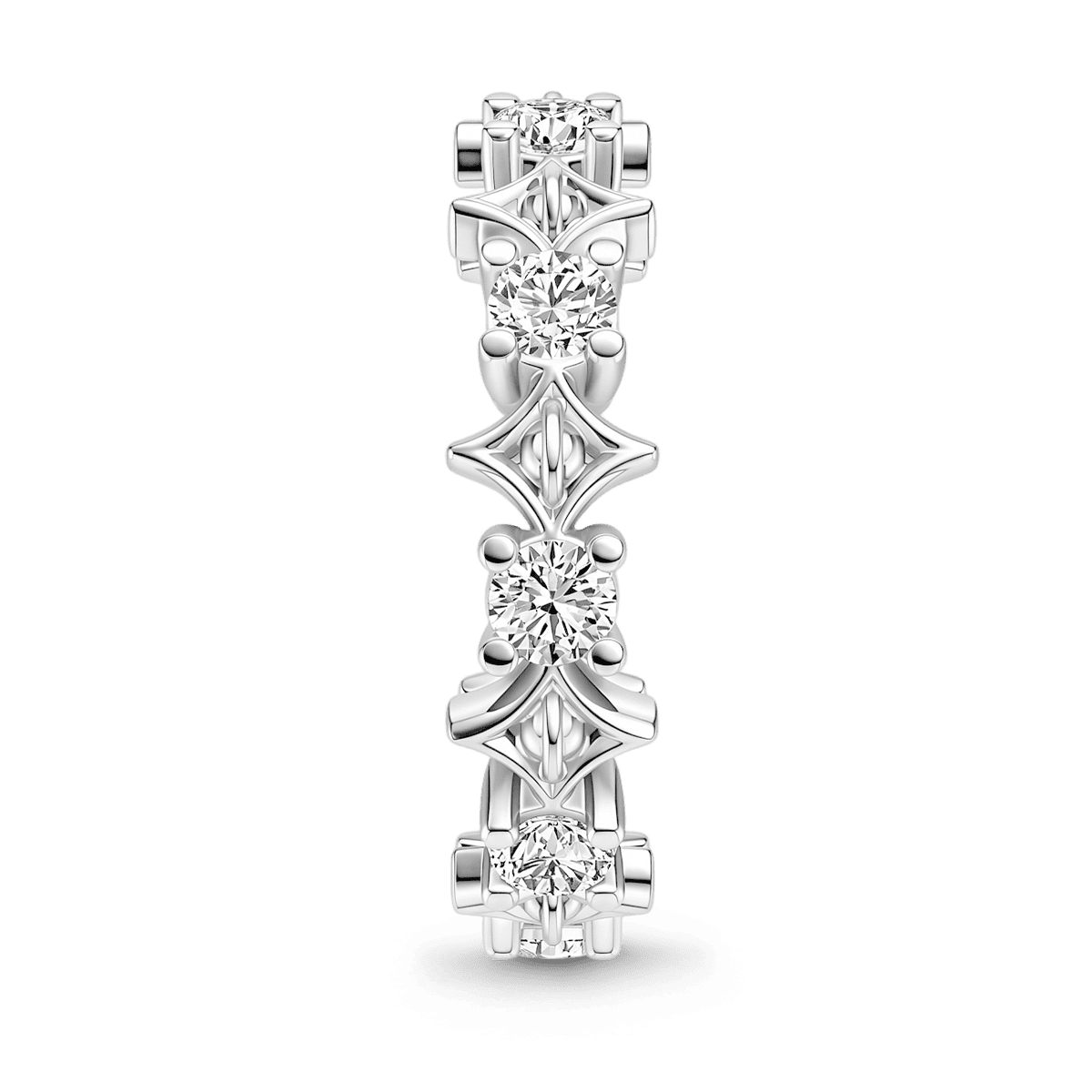 Gnoce  Hollow Square Pattern Ring Platinum-plated Silver Blend
