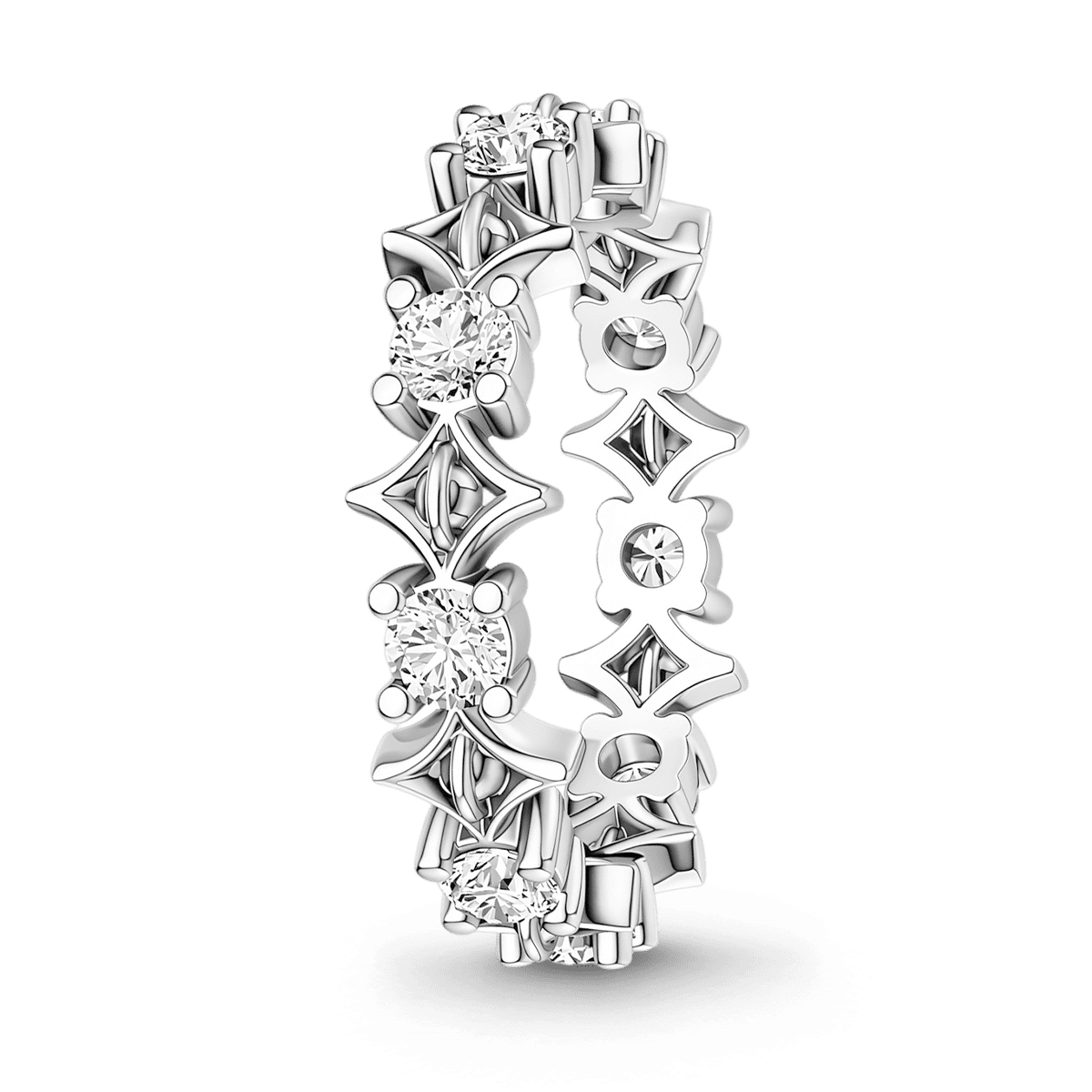 Gnoce  Hollow Square Pattern Ring Platinum-plated Silver Blend