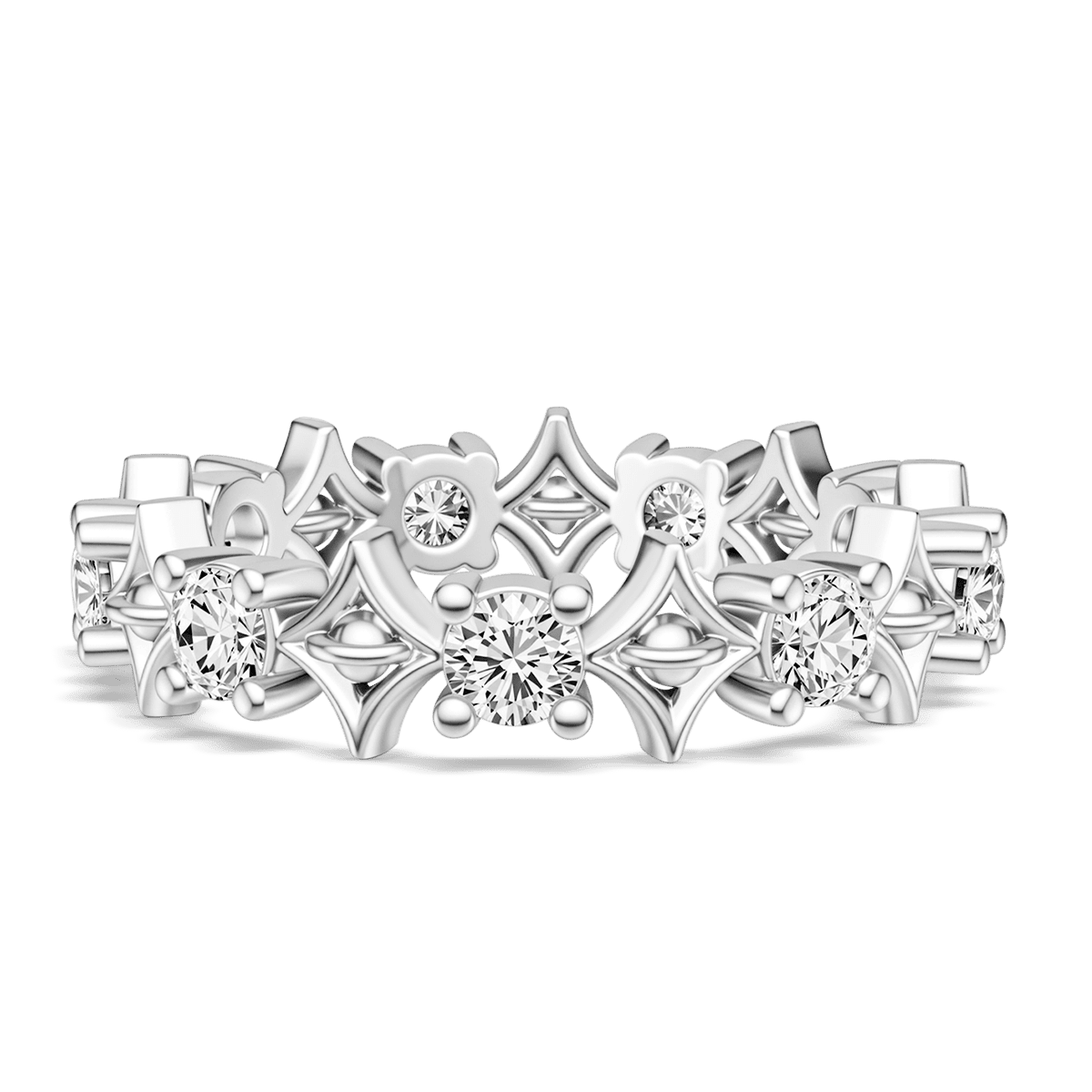 Gnoce  Hollow Square Pattern Ring Platinum-plated Silver Blend