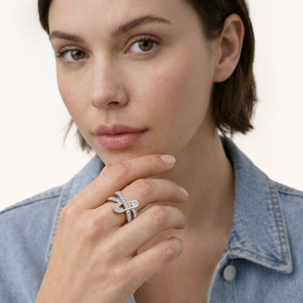 Gnoce  Safety Pin Interlocking Bands Ring Platinum-plated Silver Blend