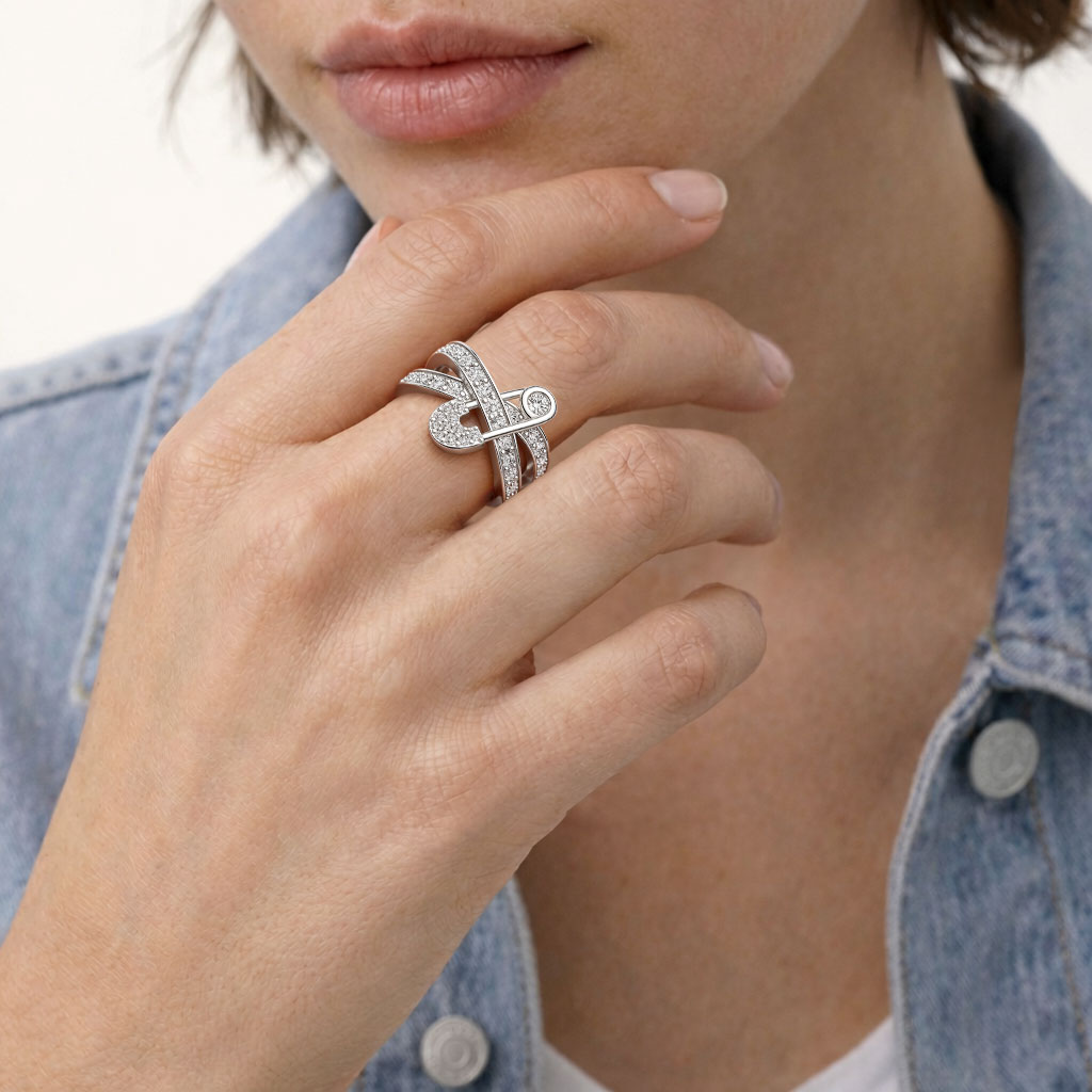 Gnoce  Safety Pin Interlocking Bands Ring Platinum-plated Silver Blend