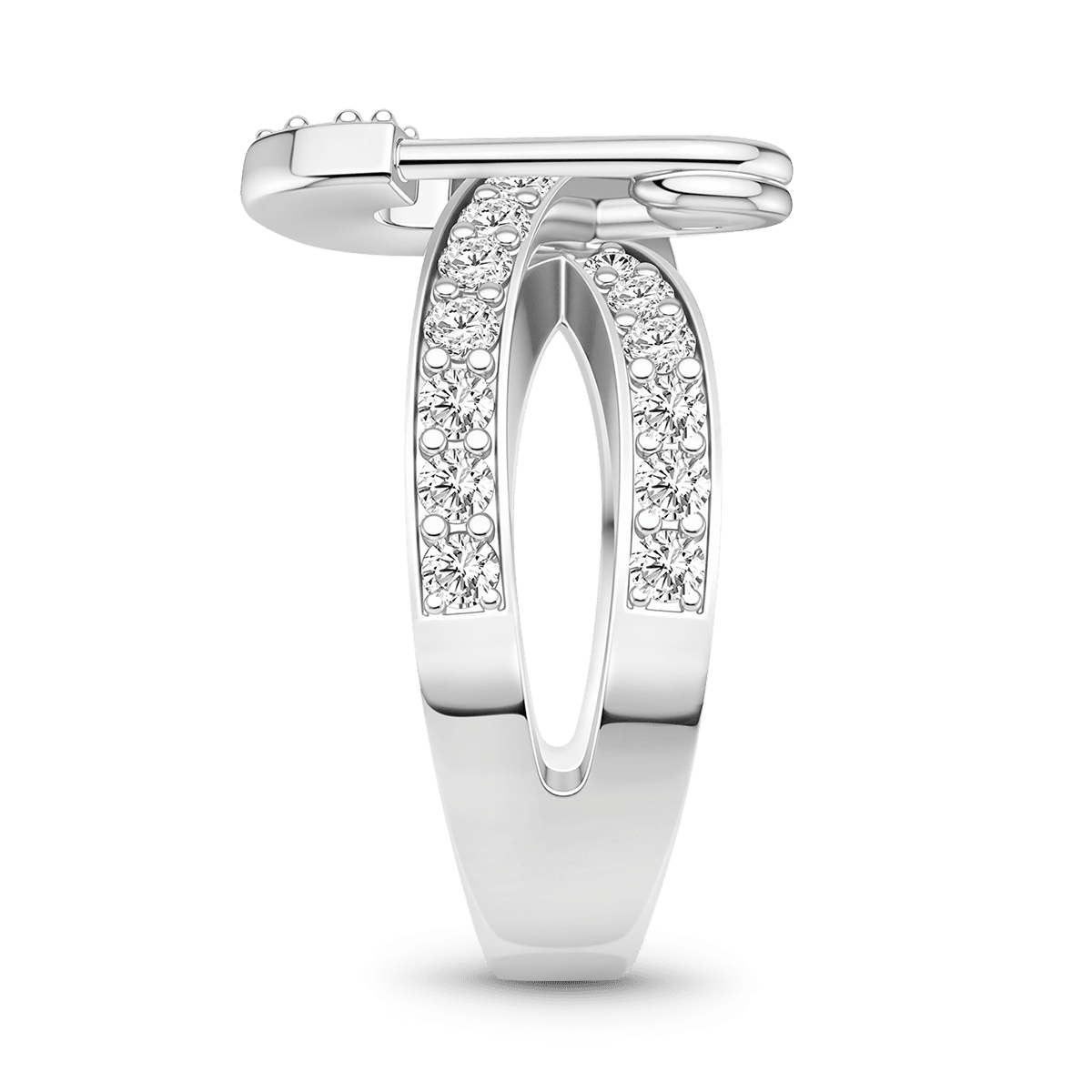 Gnoce  Safety Pin Interlocking Bands Ring Platinum-plated Silver Blend