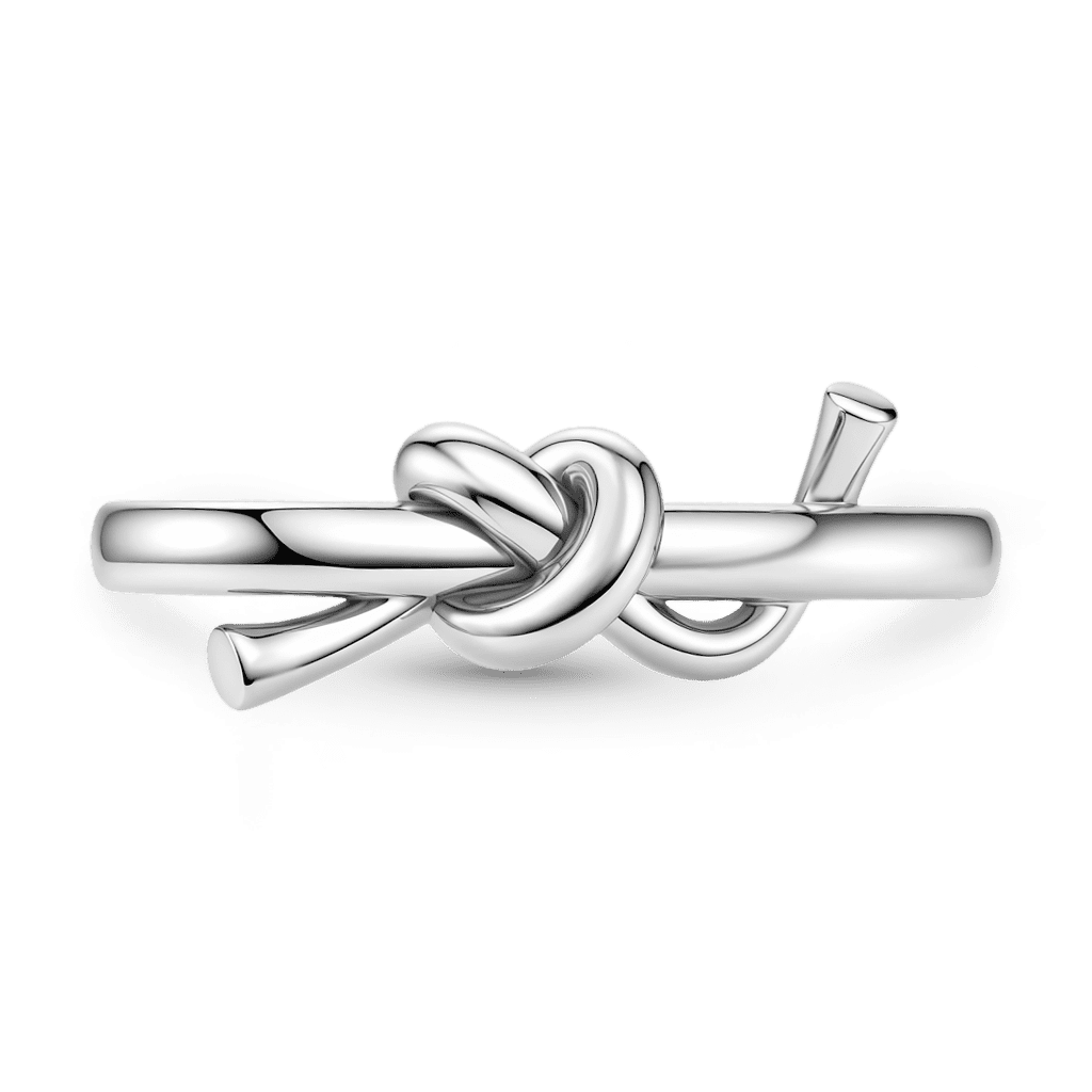 Gnoce  Elegant Knot Design Ring Platinum-plated Silver Blend