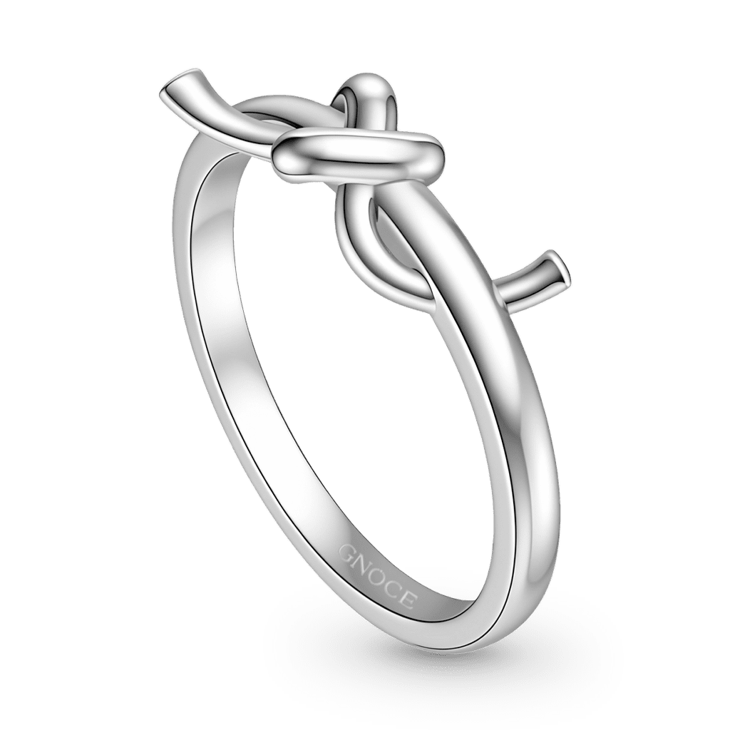 Gnoce  Elegant Knot Design Ring Platinum-plated Silver Blend