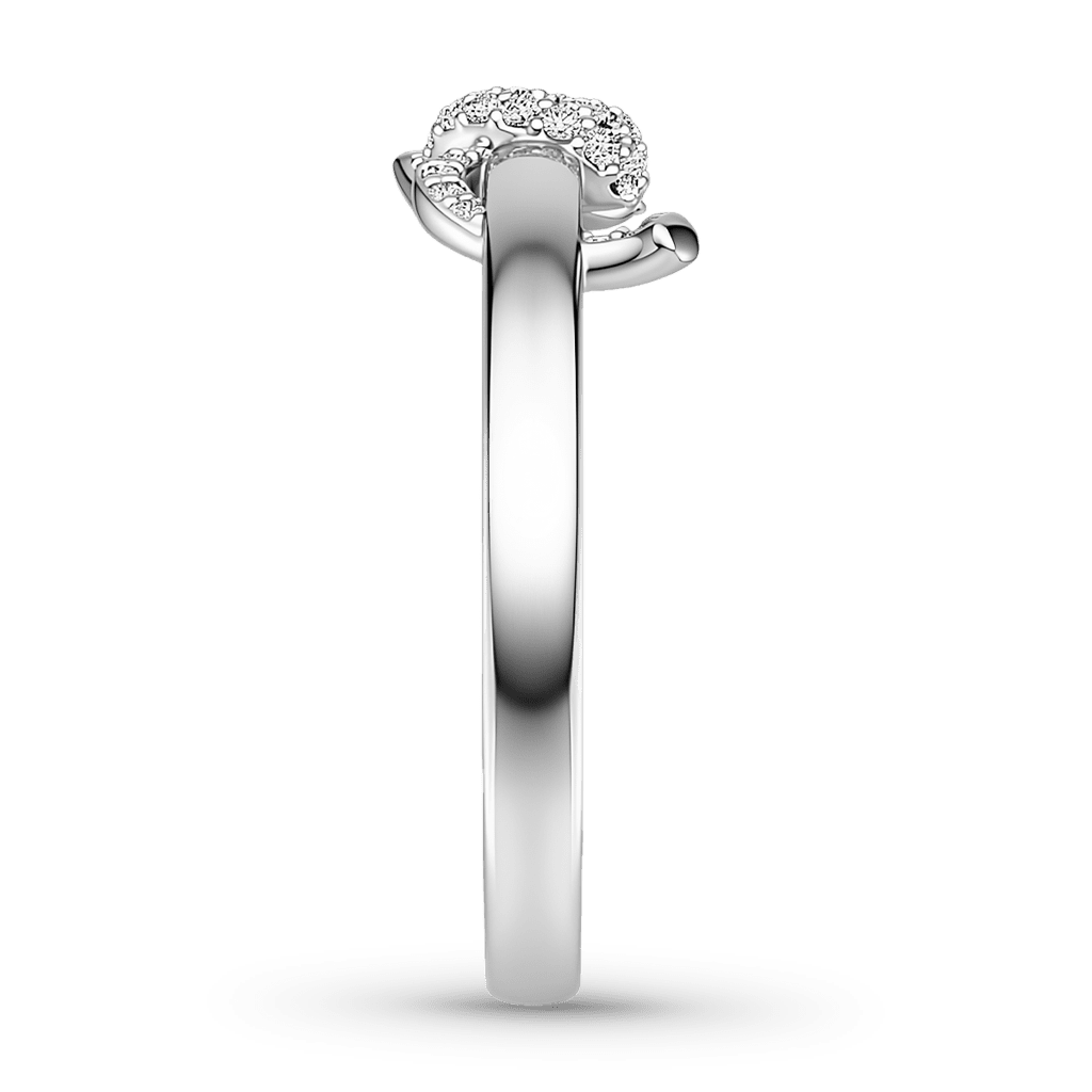 Gnoce  Sparkling Heart Knot Ring Platinum-plated Silver Blend