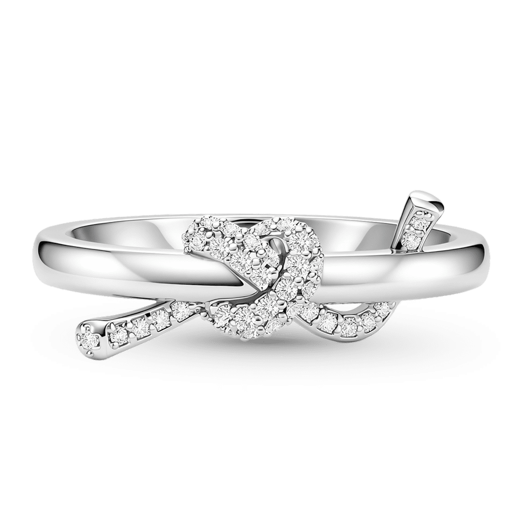 Gnoce  Sparkling Heart Knot Ring Platinum-plated Silver Blend