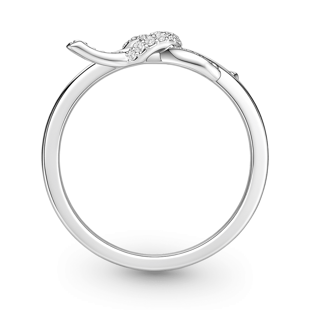 Gnoce  Sparkling Heart Knot Ring Platinum-plated Silver Blend