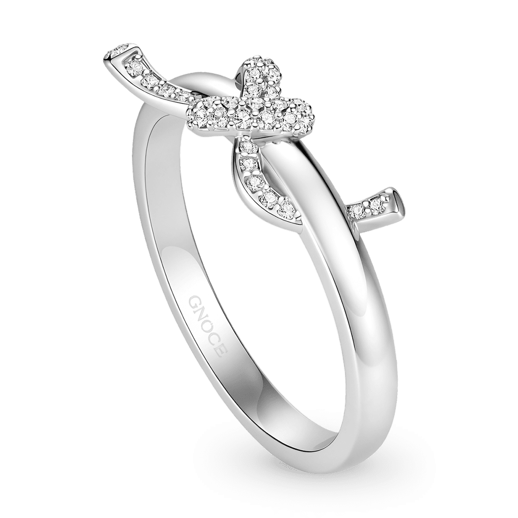 Gnoce  Sparkling Heart Knot Ring Platinum-plated Silver Blend