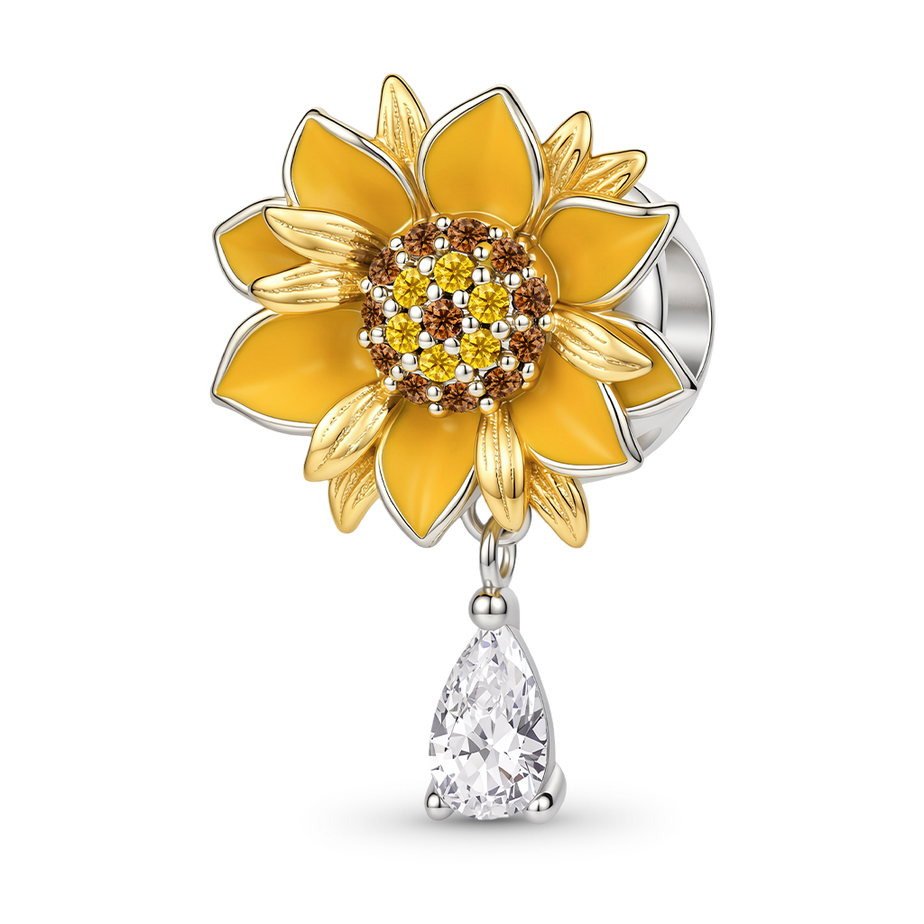 Gnoce  Rotatable Sunflower Charm Platinum-plated Silver Blend
