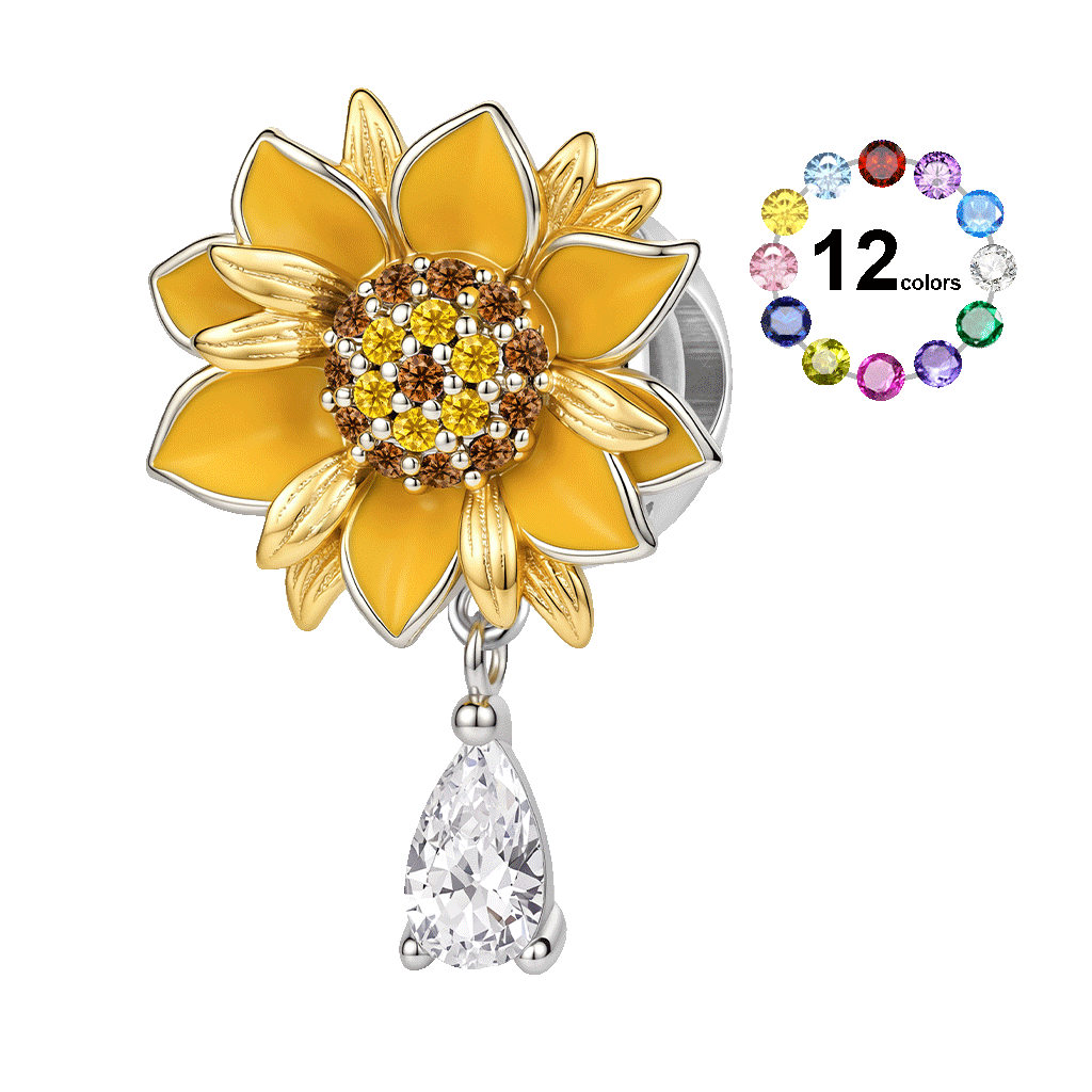 Gnoce  Rotatable Sunflower Charm Platinum-plated Silver Blend