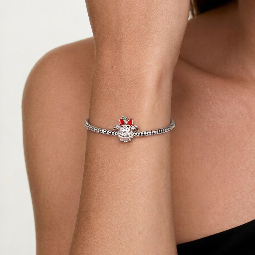 Gnoce  Apple Bat Charm Platinum-plated Silver Blend