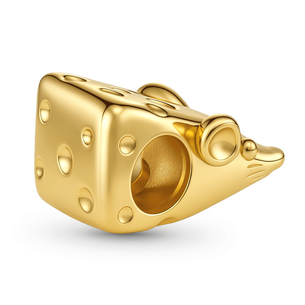 Gnoce  Whimsical Cheese Mouse Charm