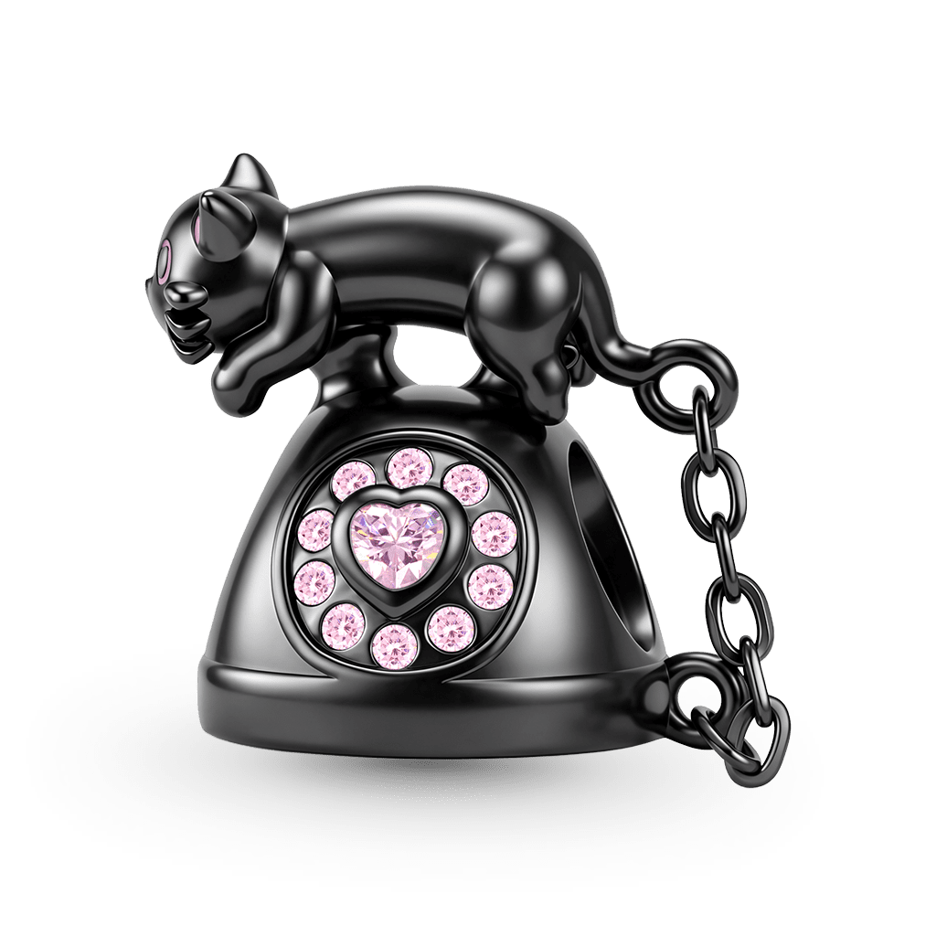 Gnoce  Black Cat Telephone Removable Charm