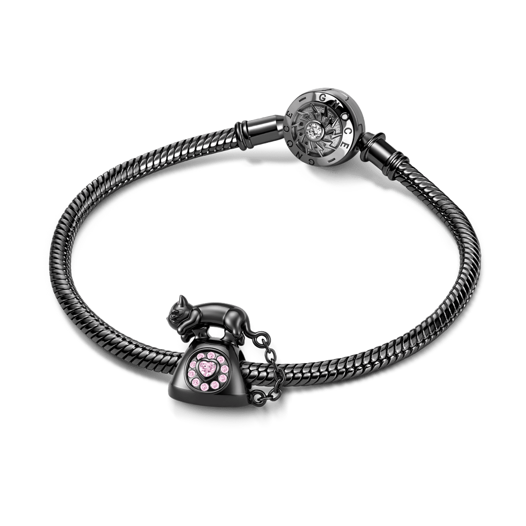 Gnoce  Black Cat Telephone Removable Charm
