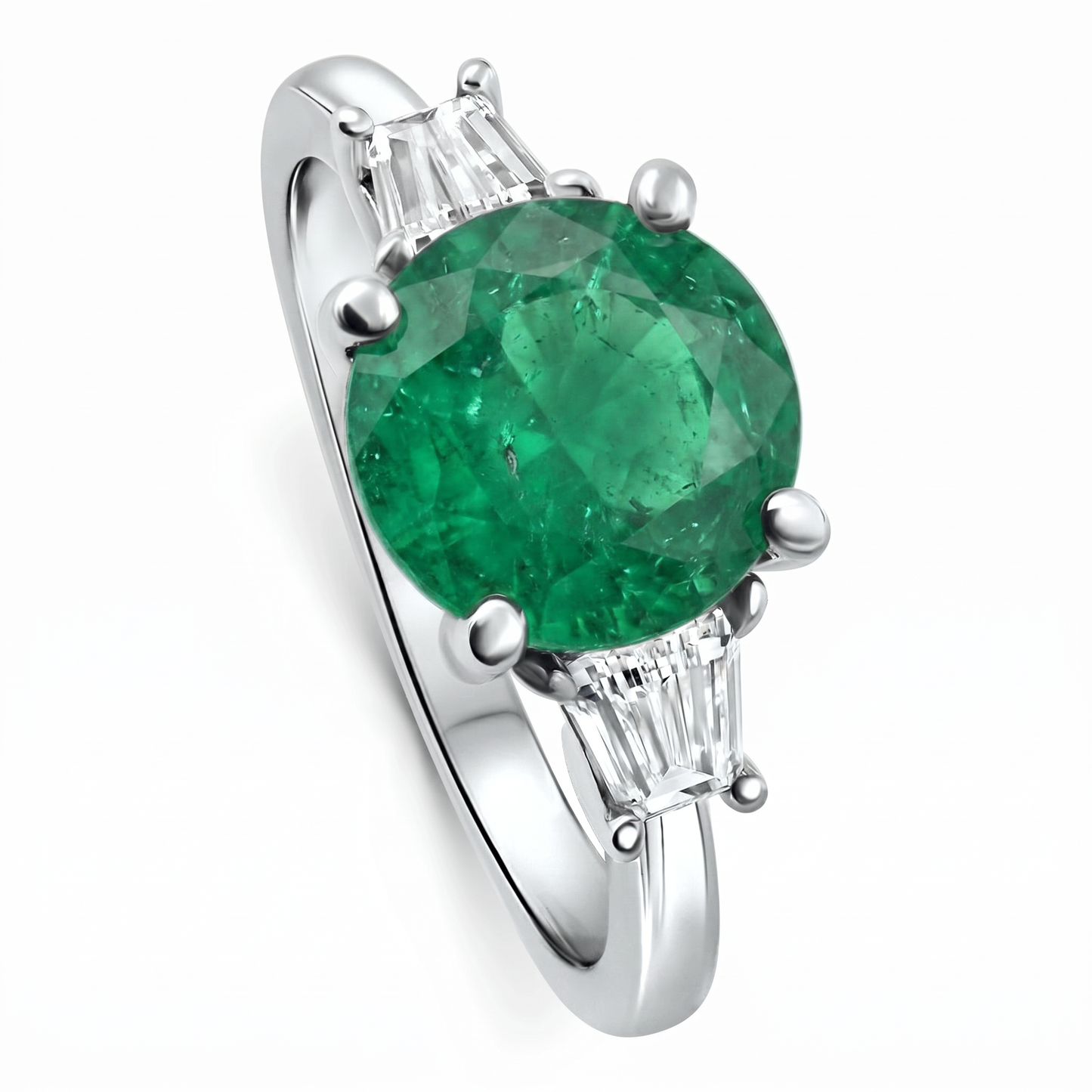 3Ct Emerald & Diamond Engagement Anniversary Ring Gold Lab Grown