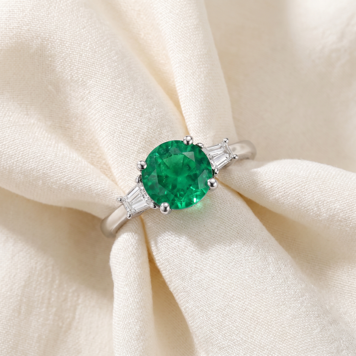 3Ct Emerald & Diamond Engagement Anniversary Ring Gold Lab Grown