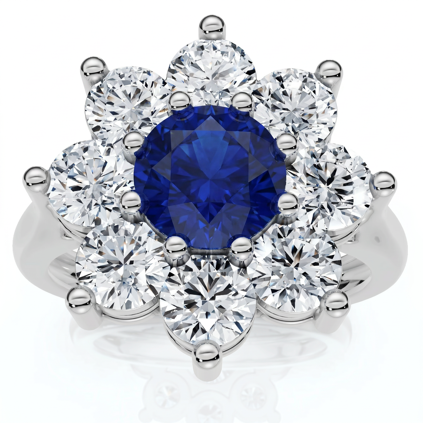 Azura 2.1Ct Blue Sapphire Diamond Ring 10K Gold Lab Grown