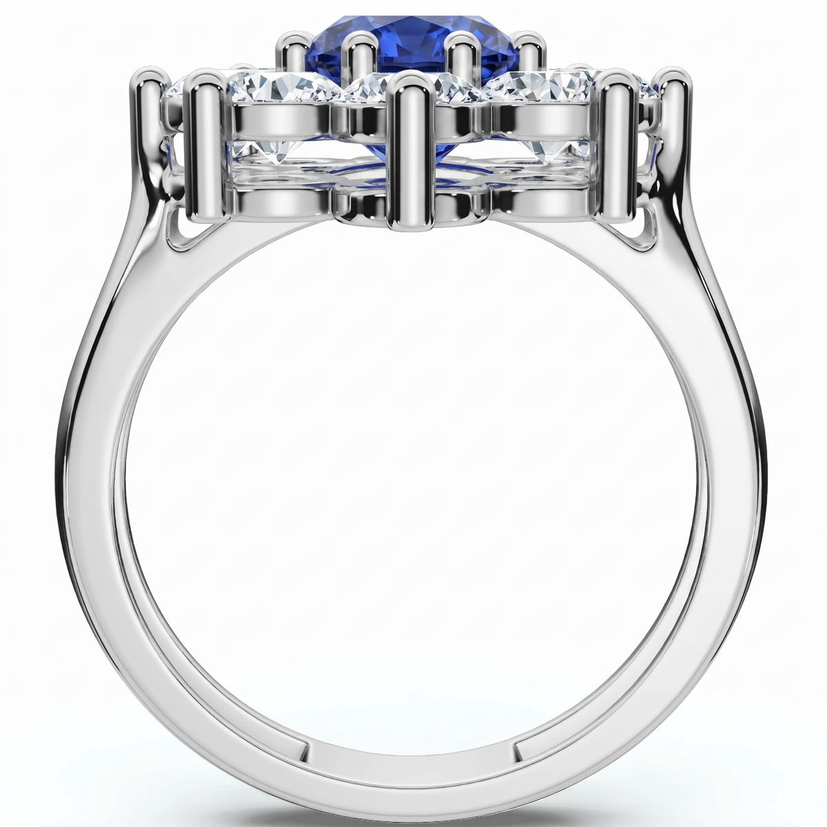 Azura 2.1Ct Blue Sapphire Diamond Ring 10K Gold Lab Grown