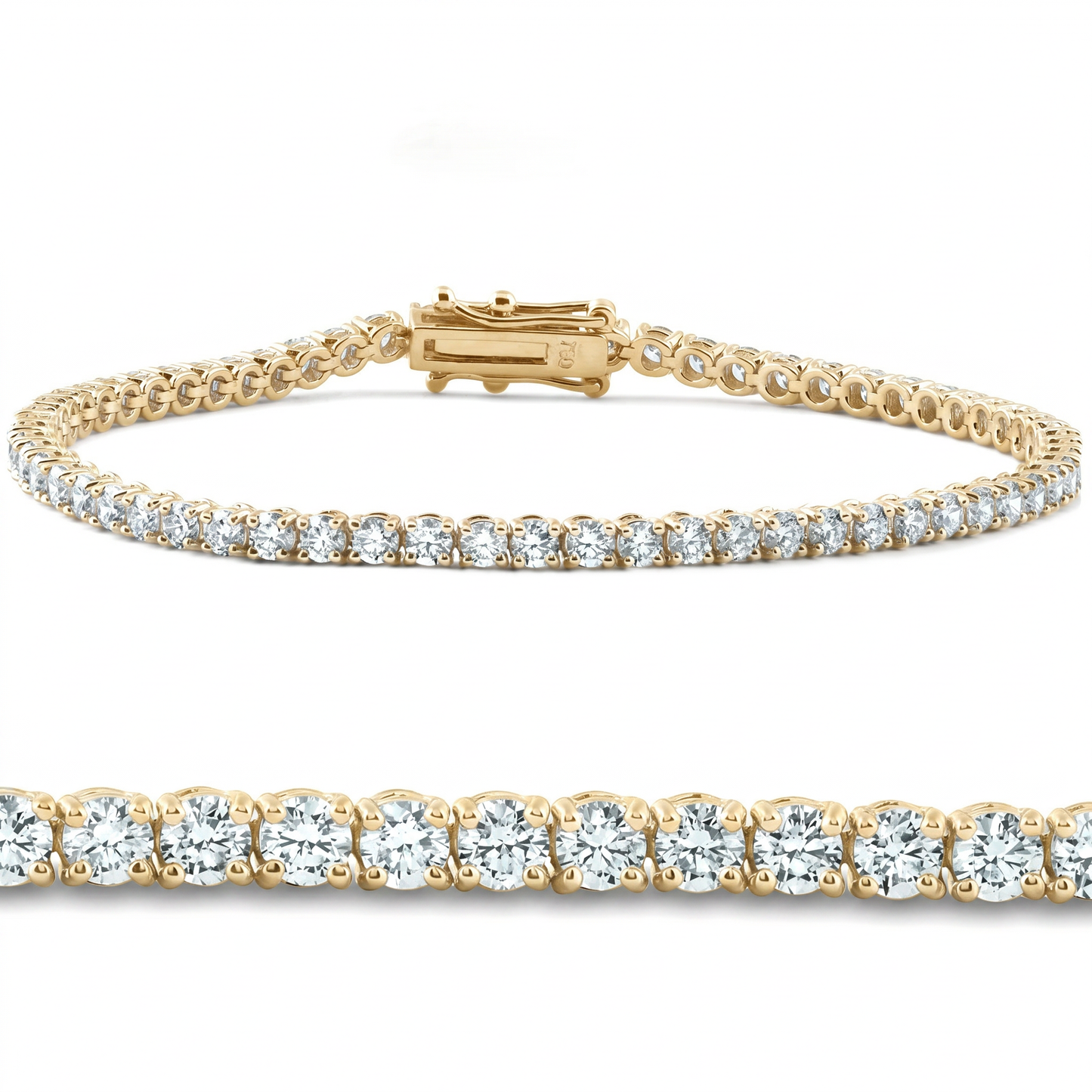 2 - 20Ct Diamond Tennis Bracelet 7" 14k Gold Lab Grown