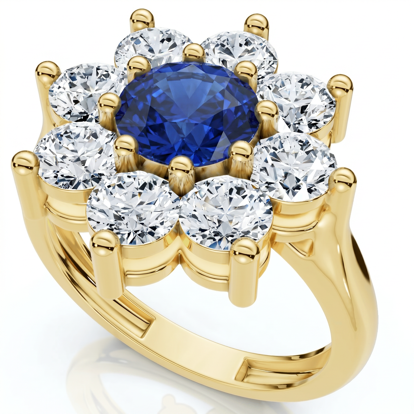 Azura 2.1Ct Blue Sapphire Diamond Ring 10K Gold Lab Grown