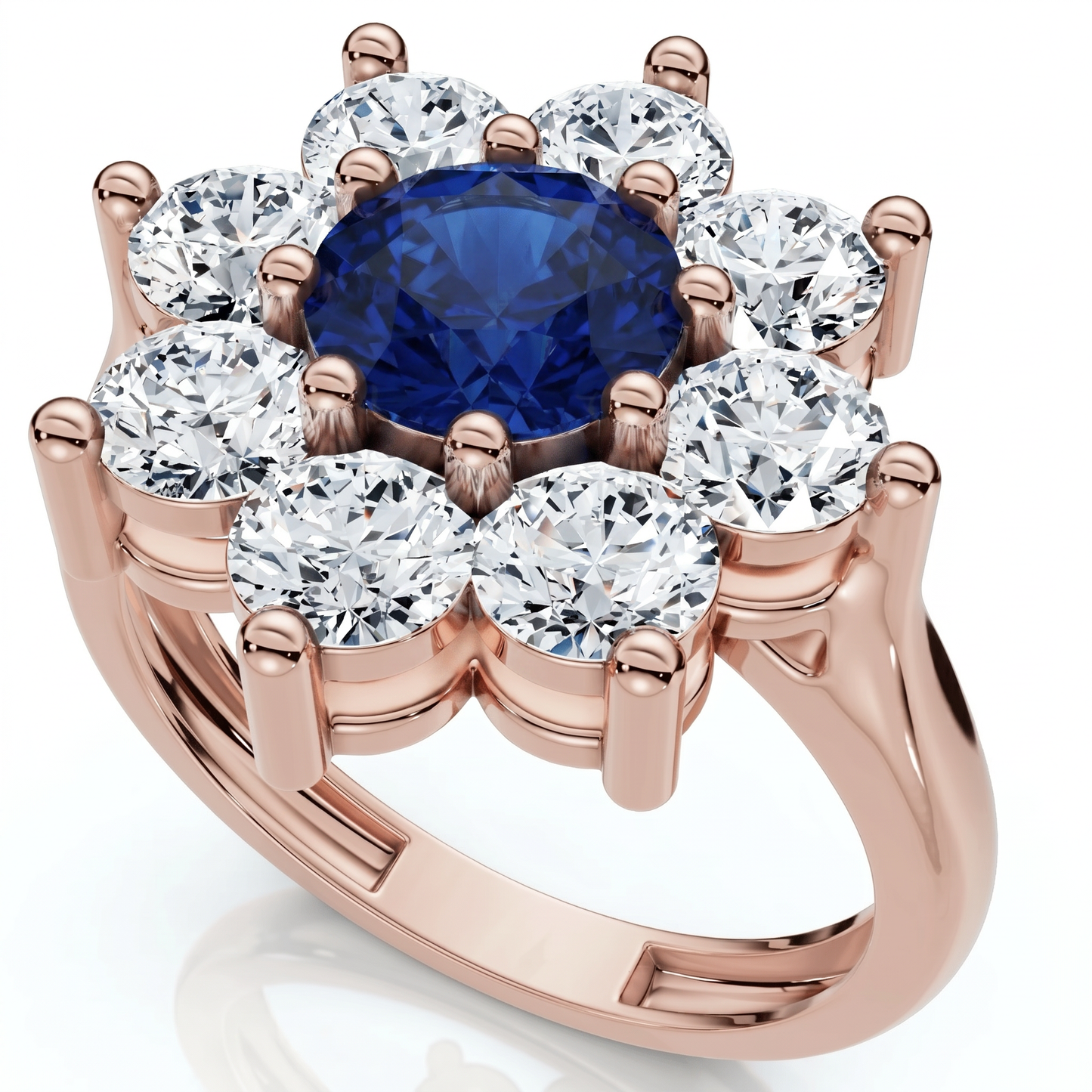 Azura 2.1Ct Blue Sapphire Diamond Ring 10K Gold Lab Grown