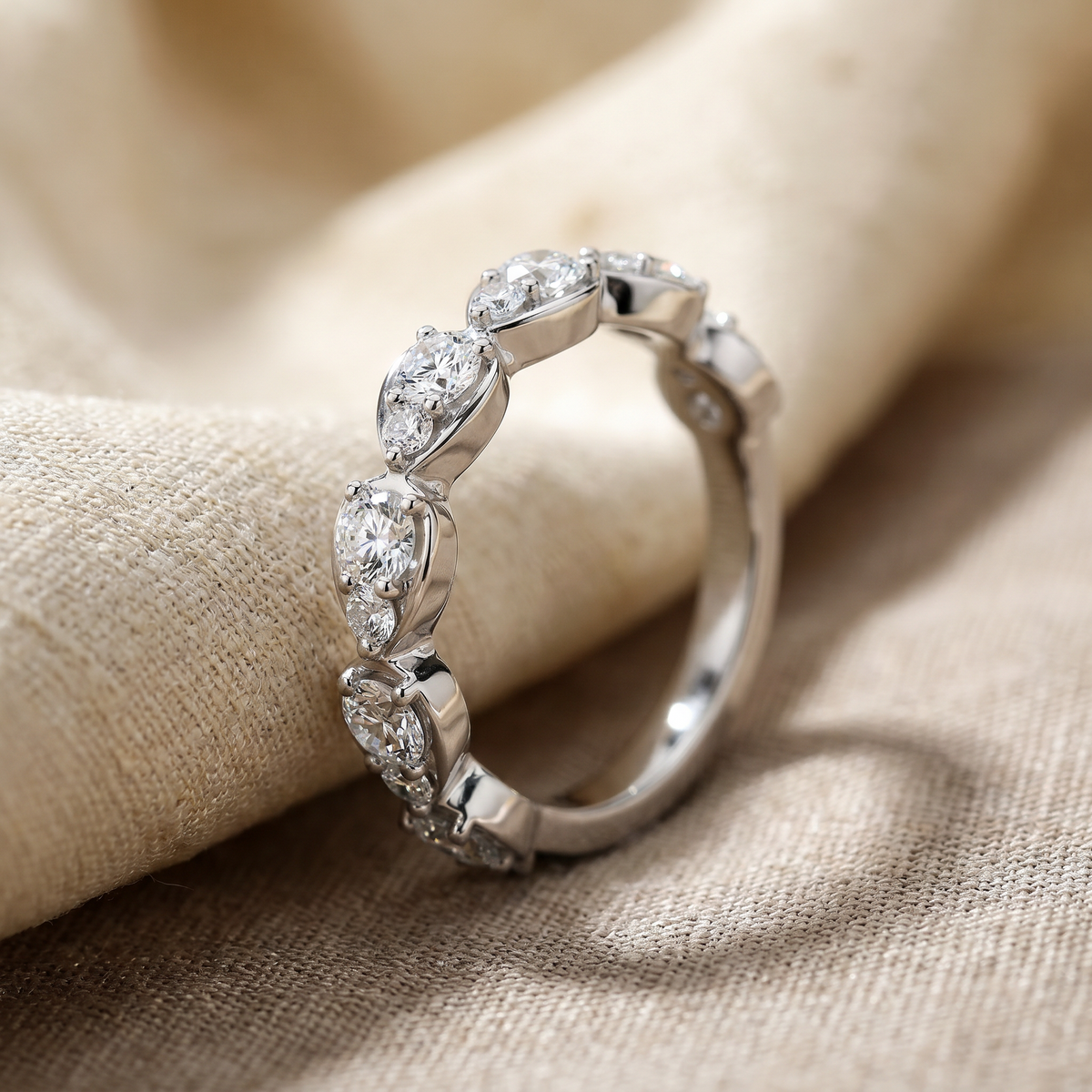 5/8Ct Pearla Diamond Stackable Wedding Band 10k Gold